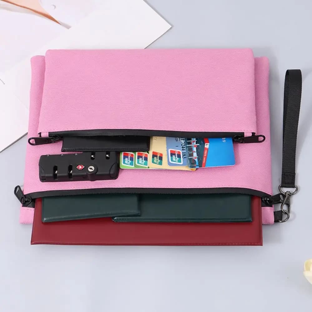 Oxford Cloth Locking File Pouch Password Lock Anti-theft Document Storage Bag Security with Handle Passport Wallet