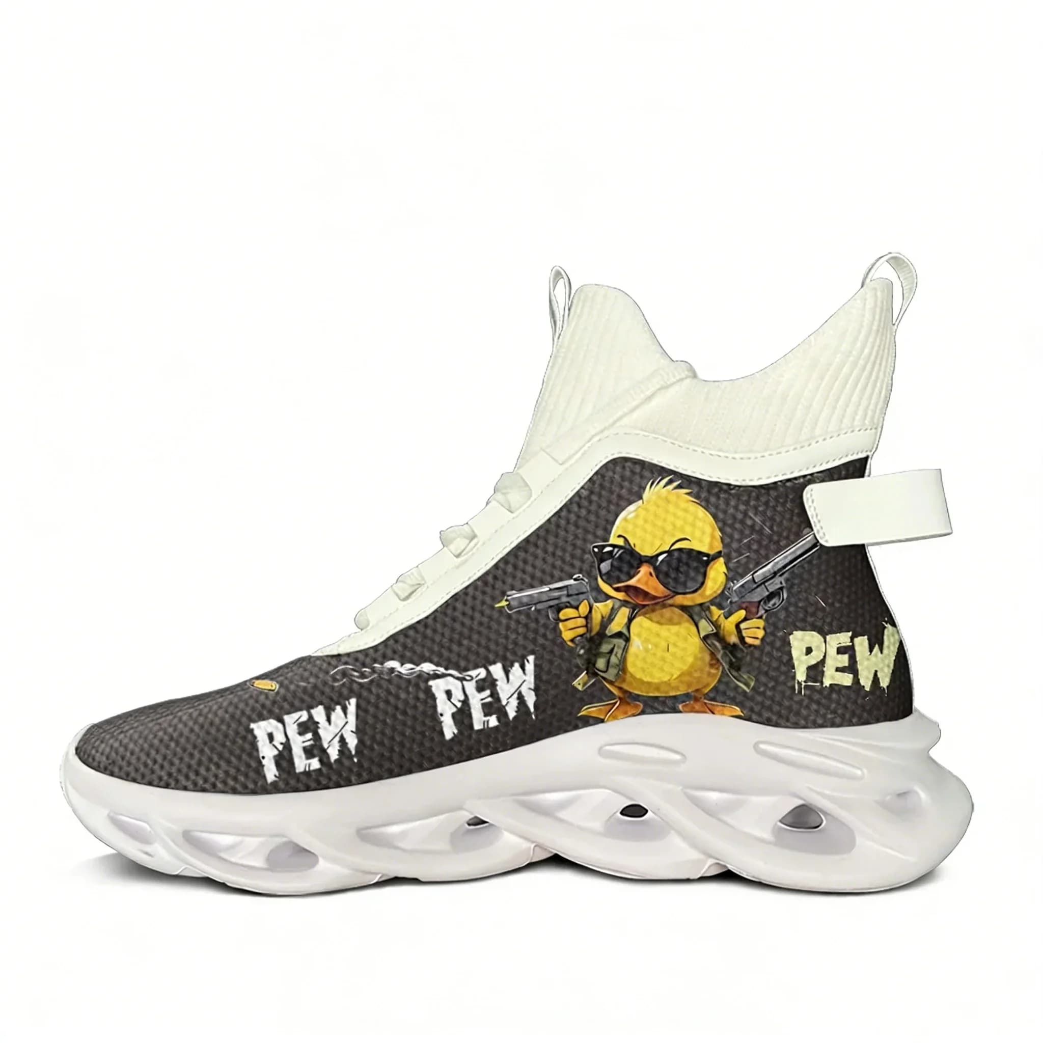 Pew Pew Madafakas Fun Pattern High Top Flats Sneakers Uomo Donna Scarpe da trekking per il tempo libero Scarpe da viaggio Scarpe da alpinismo Scarpe da corsa