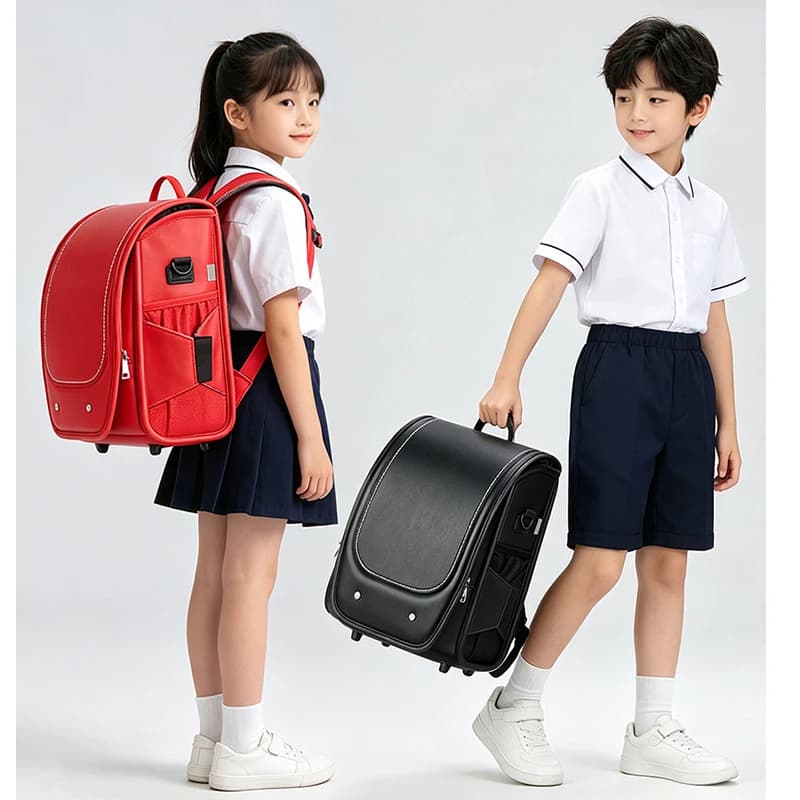 2026 new School Randoseru Backpack for girls Japanese boys Japan PU leather school Bookbag sac Teenage stereotyped backpack
