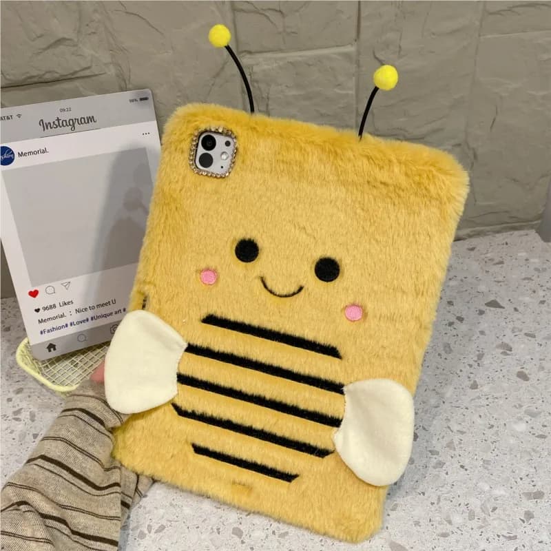 Custodia per Tablet a Forma di Ape 3D in Peluche con Porta Matite per Huawei MatePad Air 11.5 11.5/11.5S (2023-2025) Pro 12.6 (2021/2022)