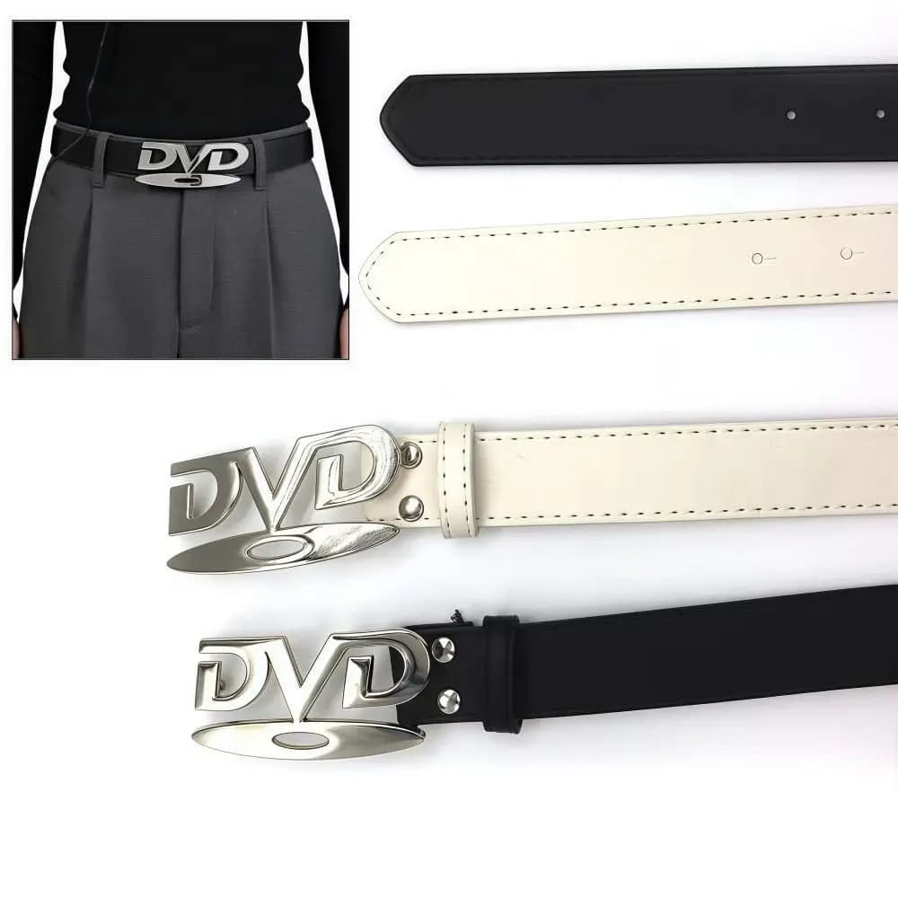 Cintura con fibbia inglese dal design nostalgico Design versatile alla moda Cintura da donna DVD Robusta cintura di nicchia con senso casual Decorazione jeans
