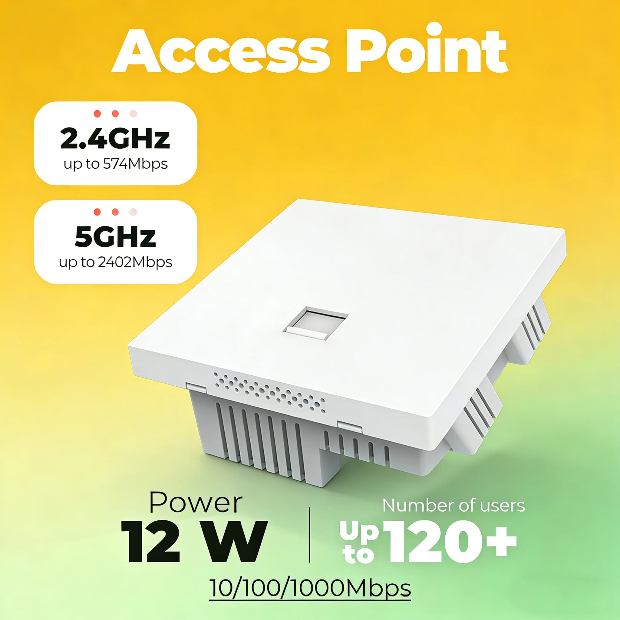 Lintratek WiFi 6 Router AP da parete per interni Doppia porta LAN WAN Ripetitore di segnale wireless per ufficio domestico