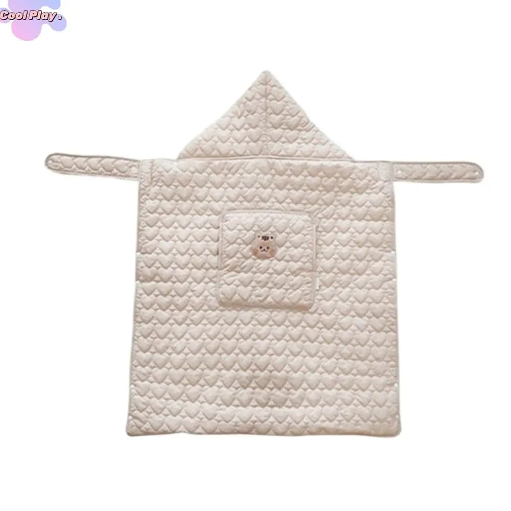 Coperta per passeggino orso cartone animato addensare mantello con cappuccio per neonato antivento caldo copertura per carrello per bambini in vita regolabile da viaggio