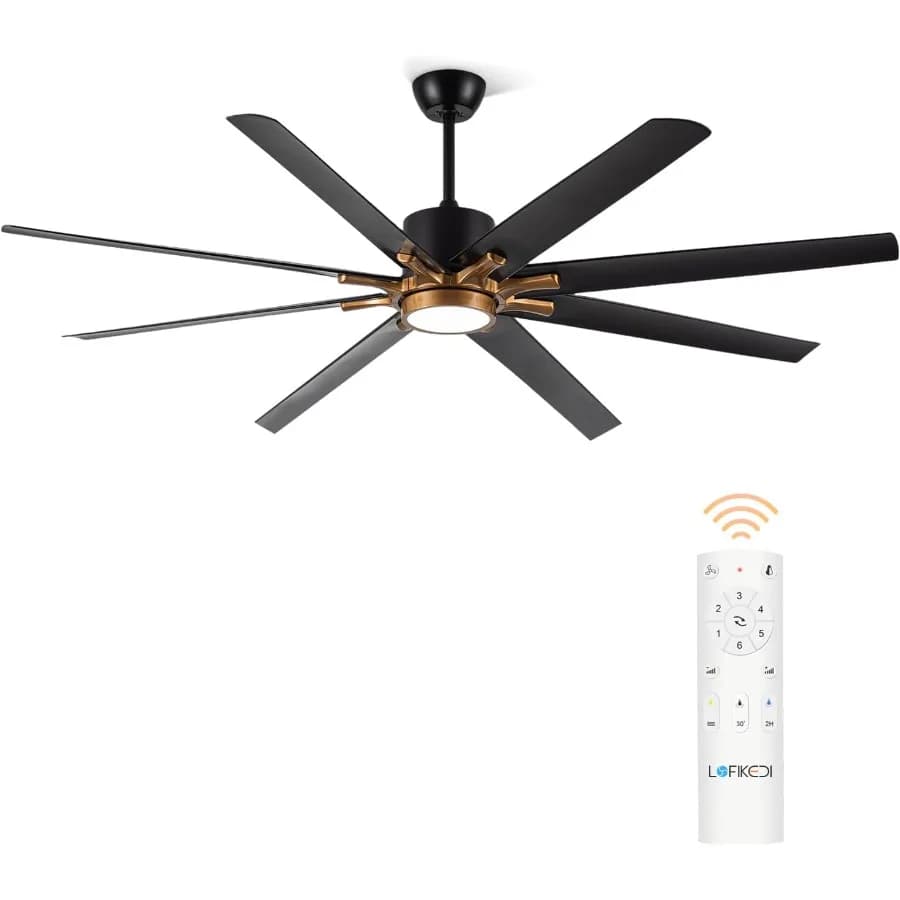 Ventilatore da soffitto grande da 72 pollici con luce e telecomando Ventilatore da soffitto moderno a 8 pale con motore CC reversibile dimmerabile continuo