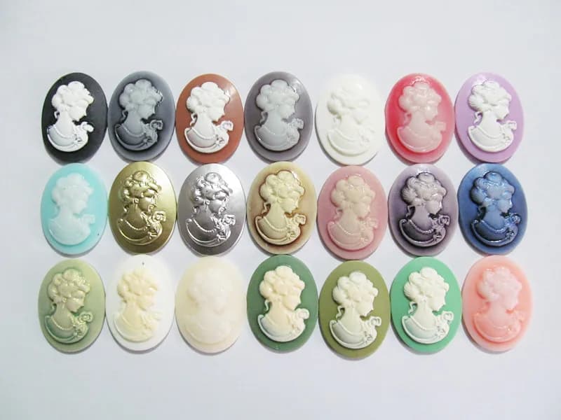 5pcs 30mmx40mm 21 colors Oval Flatback Resin Relief Beauty Head Cameo Cabochon Charm,Fit Base Setting Tray Bezel,DIY Accessory