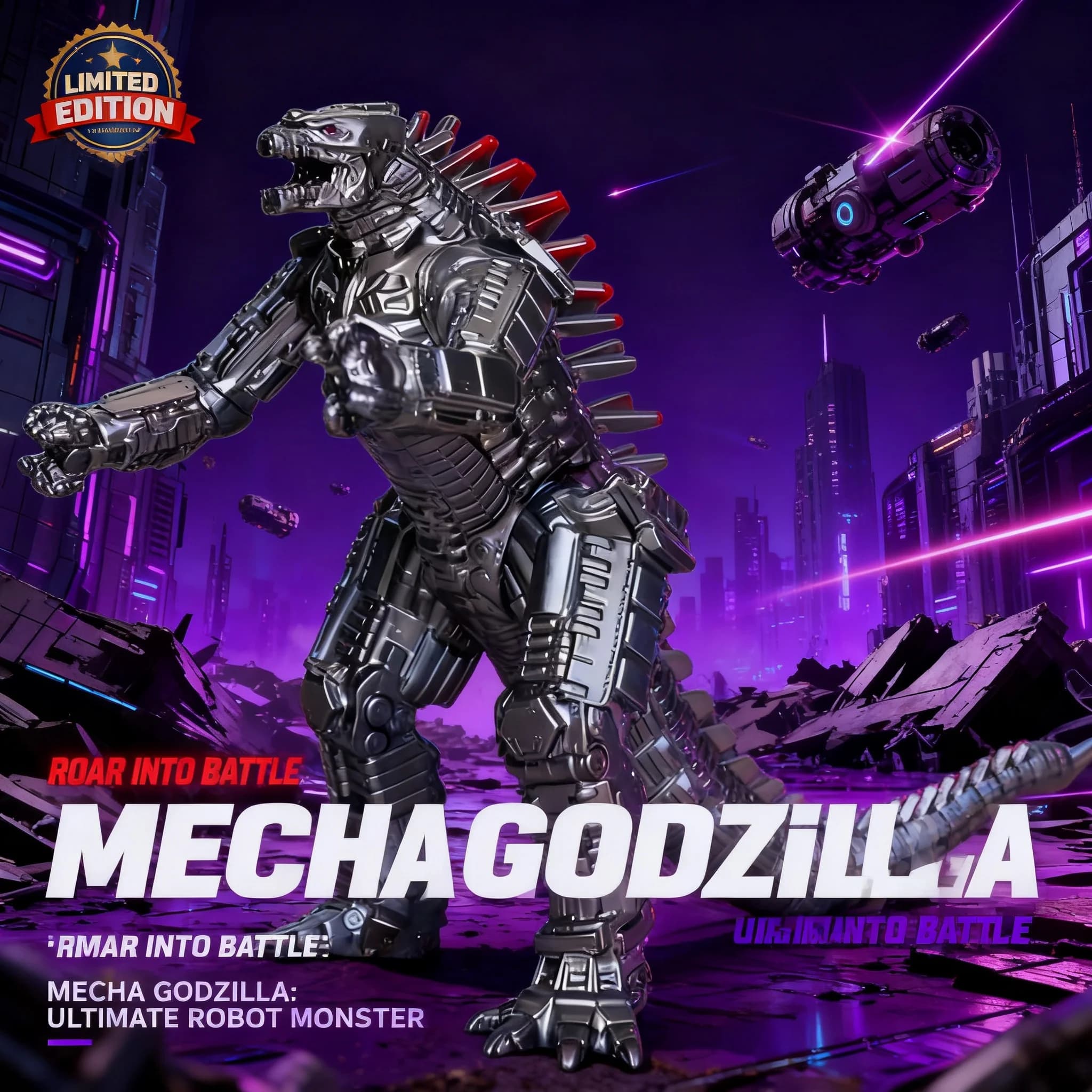 Mechagodzilla King of The Monster Action Figure da 7 pollici con giunti mobili, giocattolo dinosauro in gomma morbida per ragazzi, collezione regalo per bambini