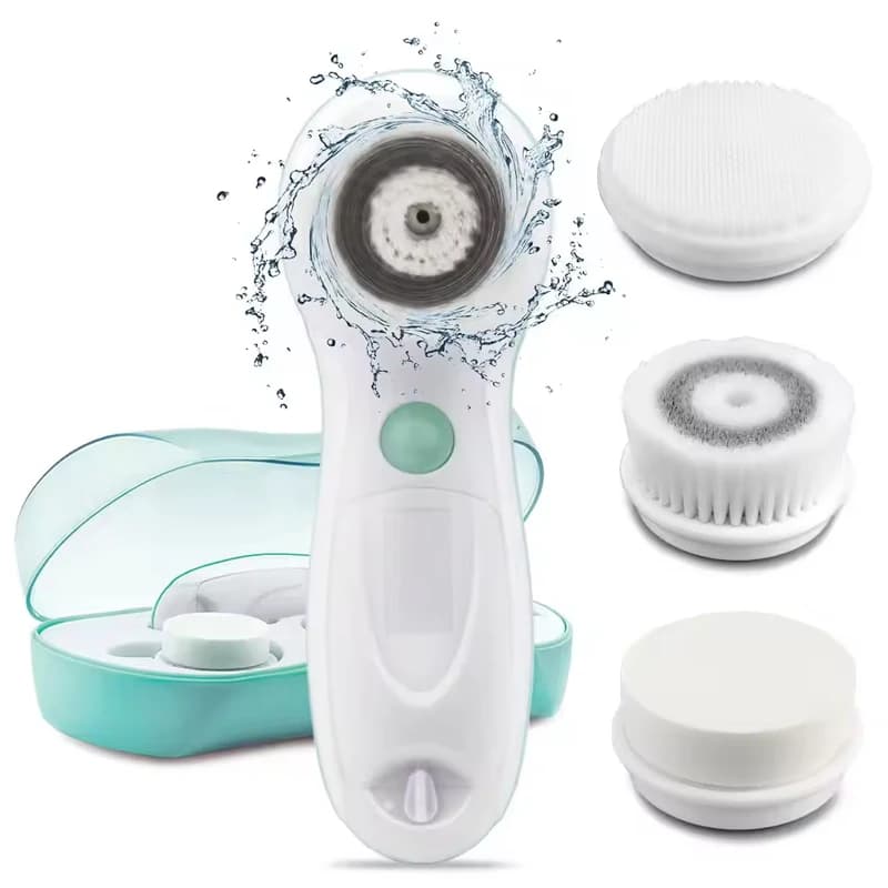 Set per Pulizia Viso con Spazzola Elettronica in Gel di Silice per Massaggio, Pulizia dei Pori ed Esfoliazione