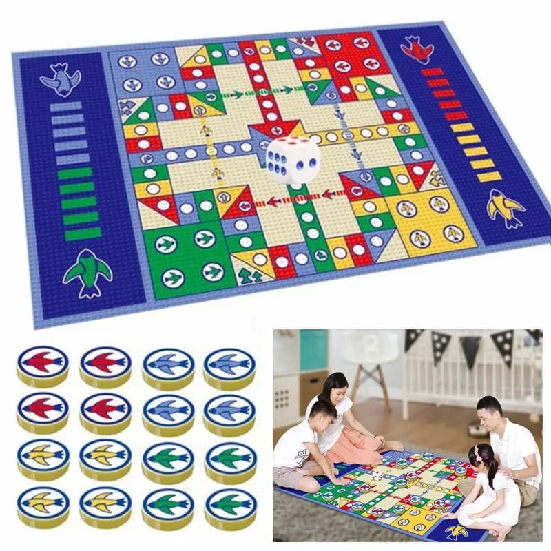 Tappetino strisciante per scacchi volanti pieghevole Tappeto per bambini Gioco da tavolo portatile Set da gioco da viaggio per campeggio Gioco genitore-figlio Tappeto per scacchi volanti