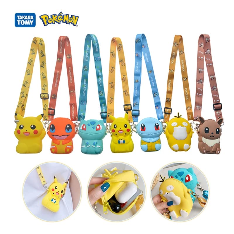 Pokemon Bag Borse a tracolla per bambini Mini portamonete Kawaii Fashion Toy Anime Action Figures Pikachu Eevee Modaldatura divertente