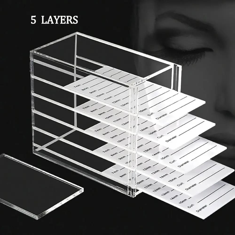 Scatola di immagazzinaggio per estensioni delle ciglia a 5 strati Pallet acrilico Supporto per organizer per ciglia in visone Espositore per innesto Strumenti per il trucco Forniture