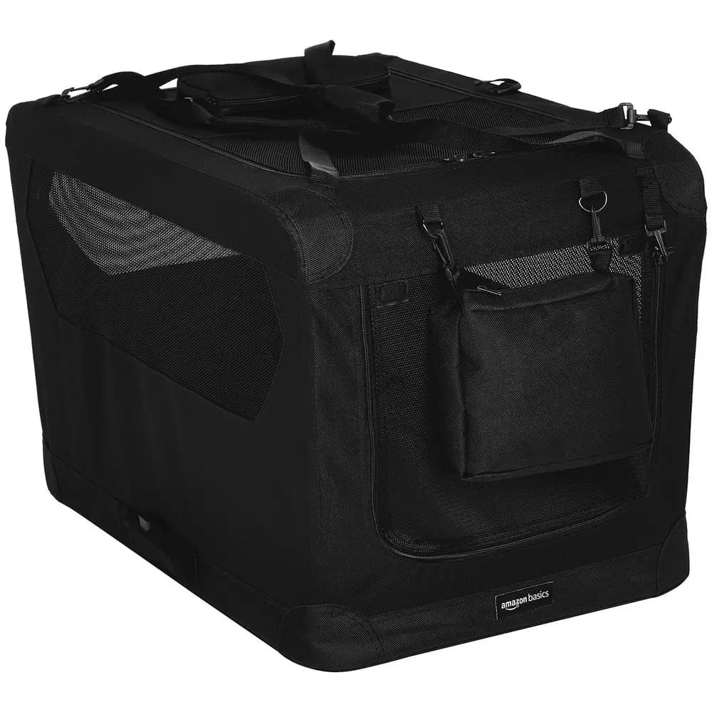Trasportino Morbido Portatile per Cani con Finestre a Rete, Pieghevole, 76 x 53 x 53 cm, Nero