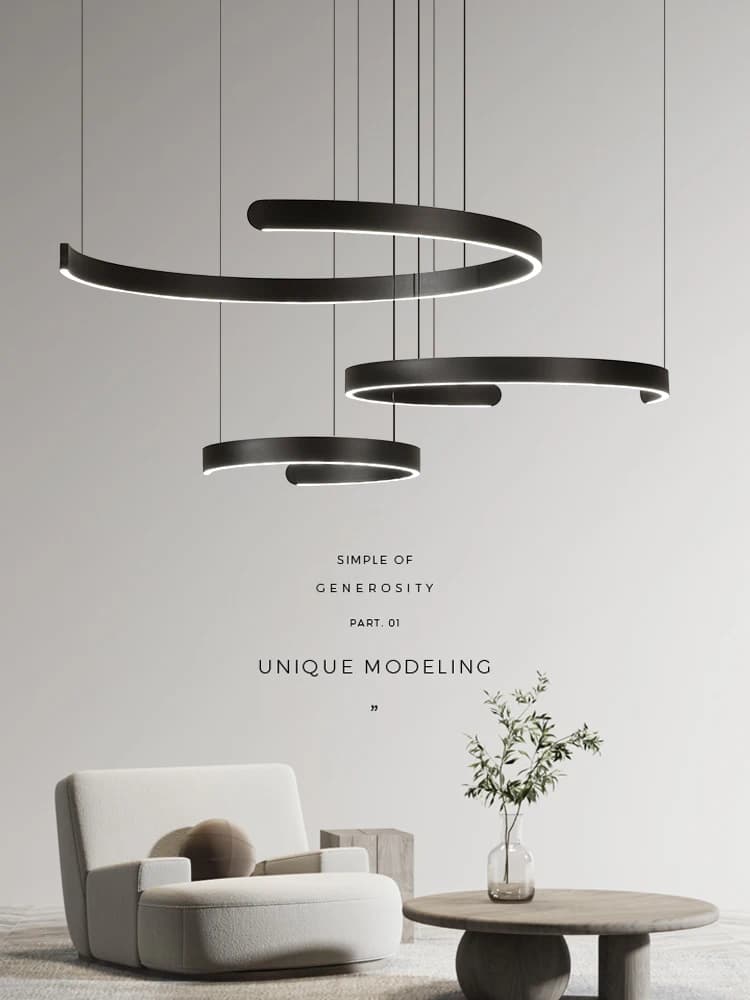 Lampadario a LED ad anello semicircolare moderno e minimalista per l'illuminazione Soggiorno Sala da pranzo Lampada a sospensione Camera da letto Lampada a sospensione Luminarias