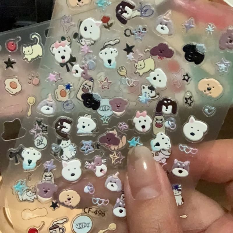 Adesivi Kawaii 3D in Rilievo con Cani e Gatti, Stampa UV, per Cancelleria Studenti, Decorazione Fai-da-Te per Planner, Quaderni e Scrapbook