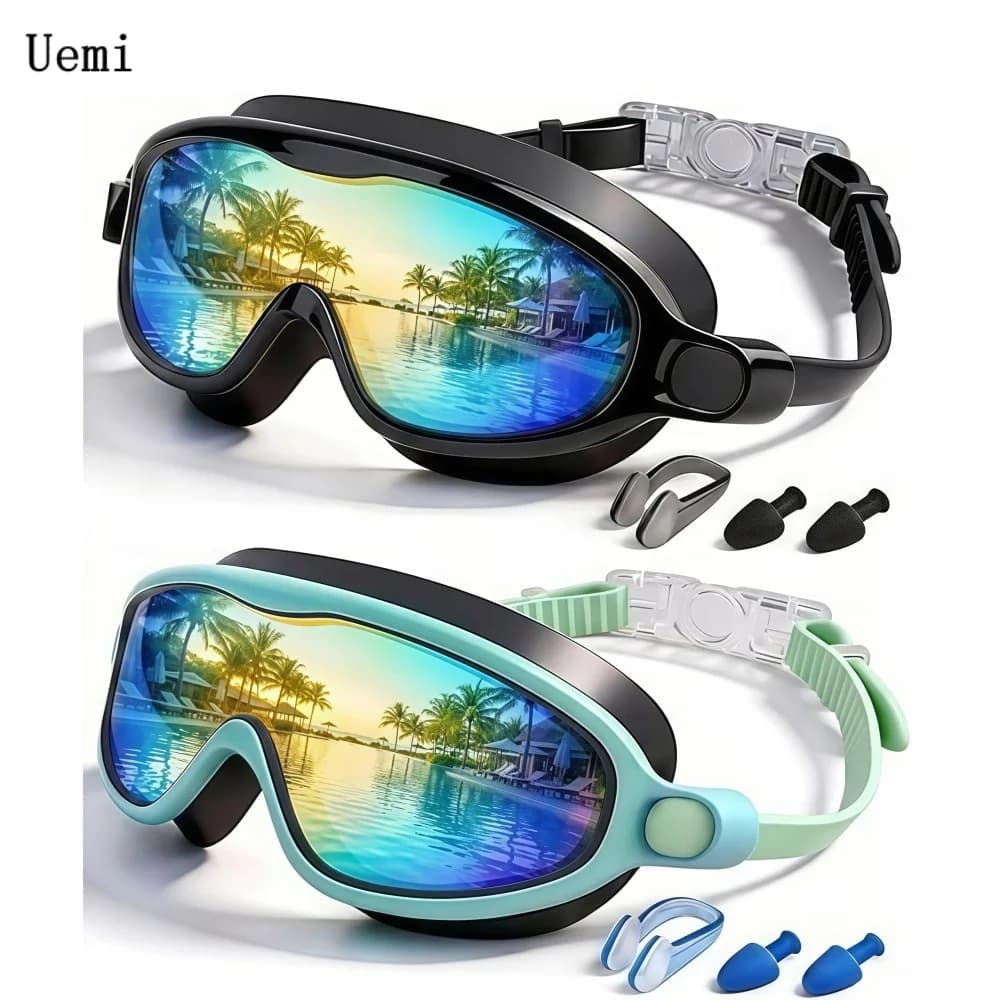 Swim Goggles, Wide View Anti Fog & UV Swimming Goggles for Adult, No Leak Pool Beach Essentials for Men Women