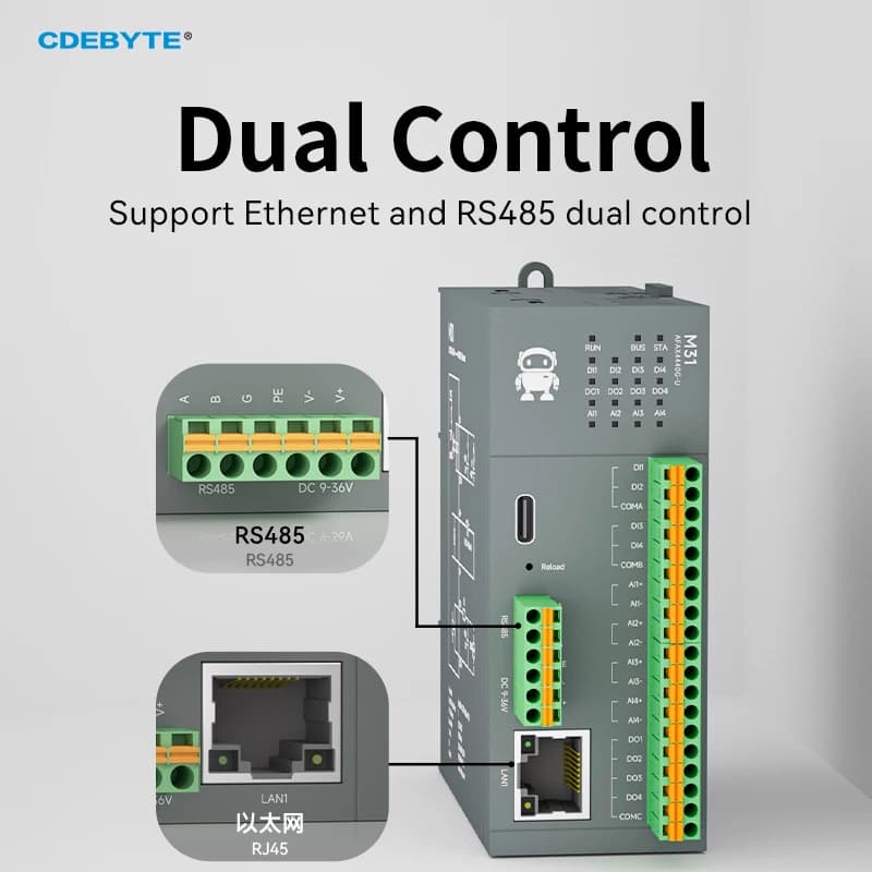 Modulo IO remoto distribuito Modbus DI/DO/AO/AI RS485 RJ45 NUOVA versione CDEBYTE M31-U Supporto serie PNP NPN DIP Giunzione gratuita