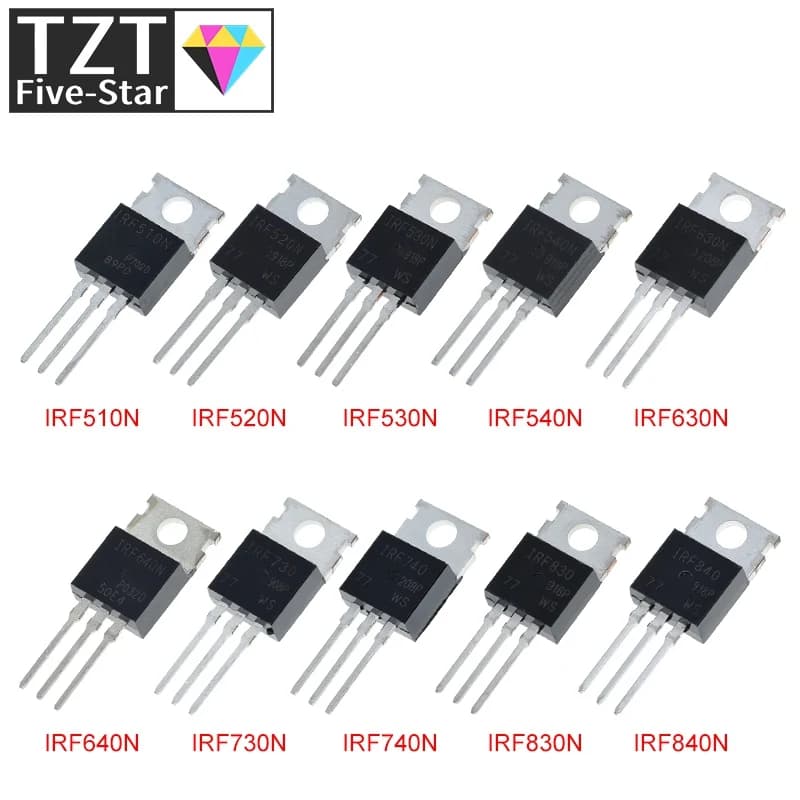 10 pezzi IRF510 IRF520 IRF530 IRF540 IRF630 IRF640 IRF730 IRF740 IRF830 IRF840