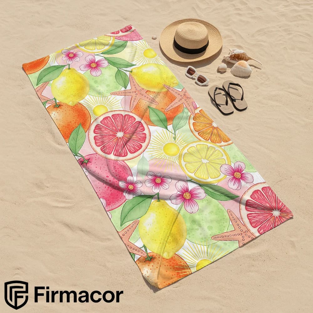 Tropical Citrus Floral Cartoon Anime Beach Towel Microfiber Quick Dry Super Absorbent Soft Bath Towel for Kids Adults Travel