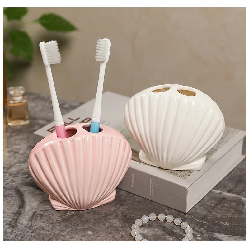 Creative Shell Toothbrush Holder Household Sink Toothbrush Holder Storage Rack Ceramic Crafts BathroomStorage