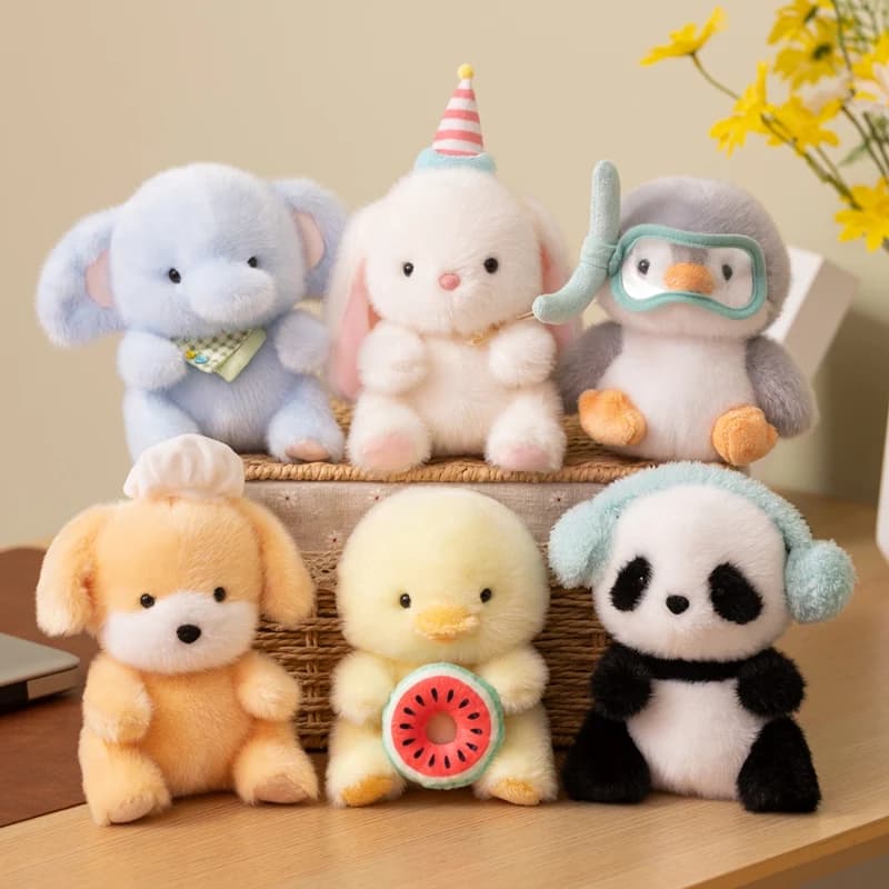 Nuovi Peluche Profumati Mini, Simpatici Animali Imbottiti: Cane, Elefante, Anatra, Panda, Coniglio - Giocattoli Kawaii Compagni da Scrivania