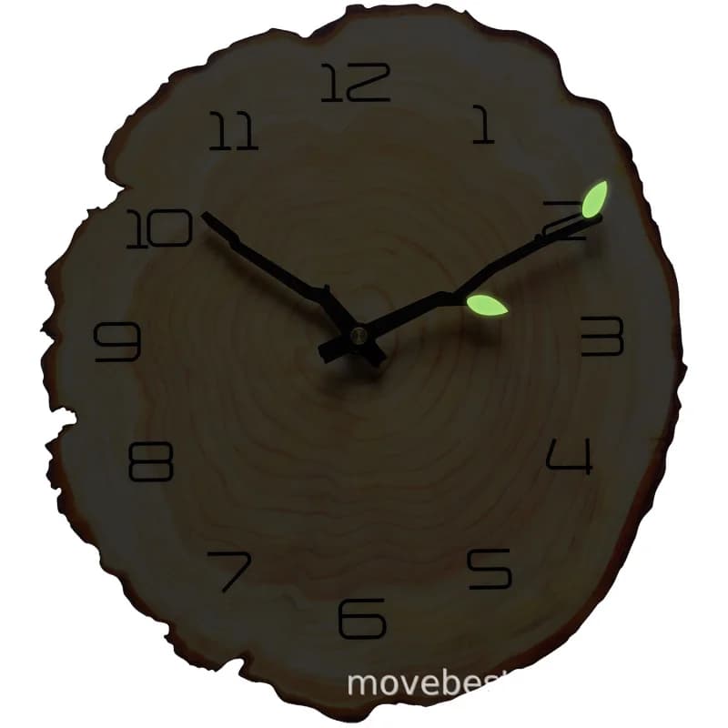 Orologio personalizzato con design ad anelli di legno, orologio da parete in MDF con lancette luminose e funzionamento silenzioso