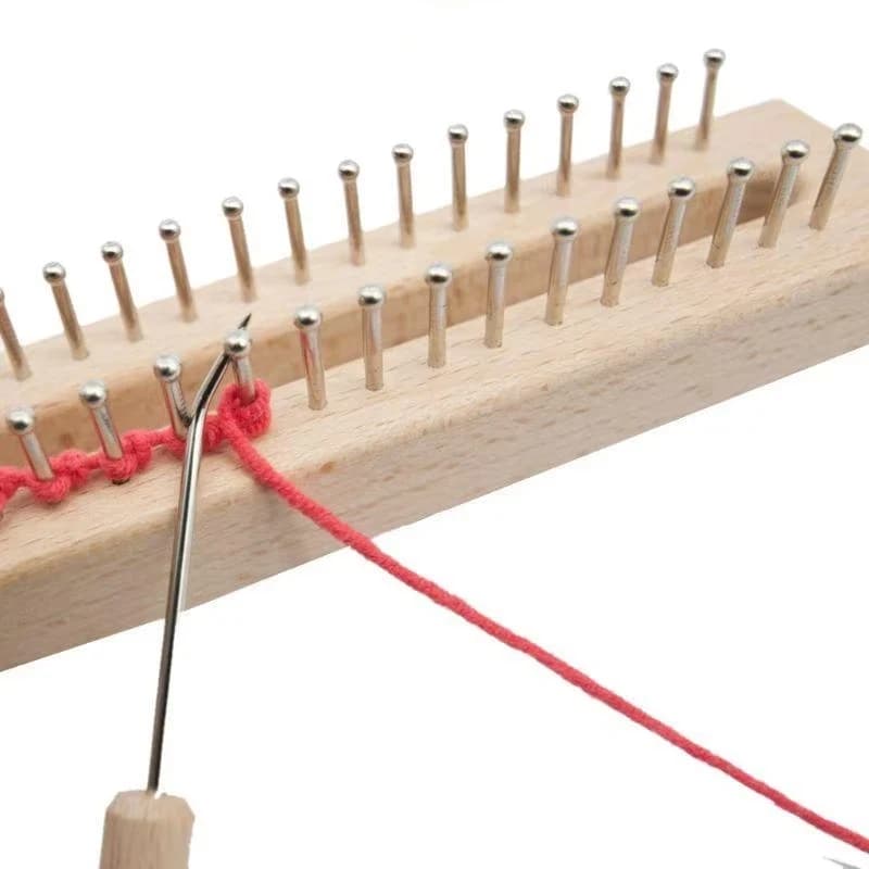 C9GA 2Pcs/Set Wooden Knitting Loom Hook Weaving Crafts Making Hat Blankets Scarves Tool Accessory
