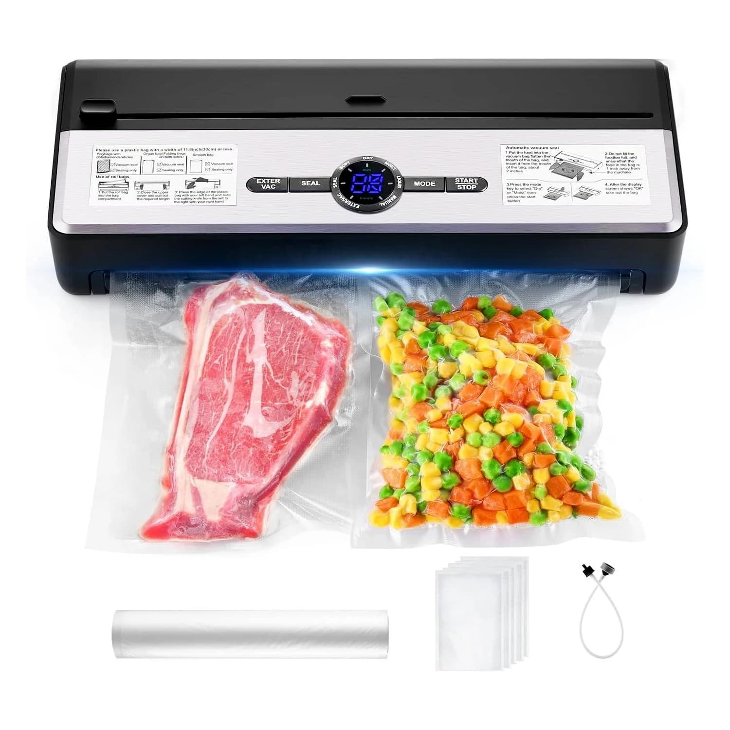 Wallepac 85KPA Macchina per sottovuoto elettrica per risparmiare alimenti domestica in plastica per uso domestico in garage per auto RV Prodotto professionale