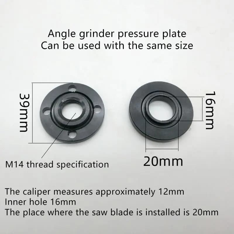 1/2/3Set Set di dadi flangiati interni Piastra di pressione in metallo Smerigliatrice angolare in metallo 125 150 180 230 M14 Smerigliatrice angolare per albero