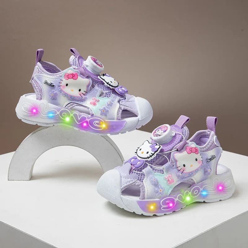 Nuovi Sandali Estivi 2026 per Bambine, Scarpe da Spiaggia in Rete con Bottone Girevole, Scarpe Luminose per Bambini, Calzature Casual Trendy per la Scuola, Regalo per Ragazze