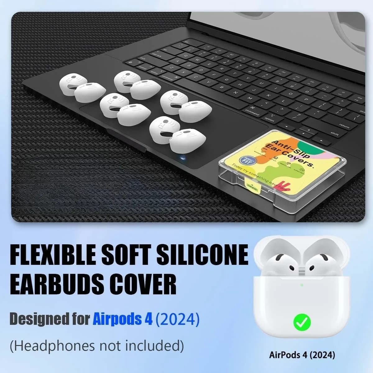 Copri Auricolari in Silicone per AirPods 4, Cuscinetti Ultra Sottili Antiscivolo, Protezione Antisudore per Auricolari AirPods 4a Generazione
