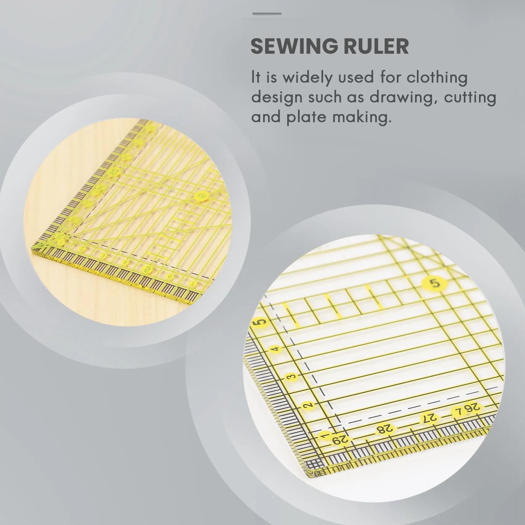 Righello da taglio AB11 multiuso per patchwork, trapuntatura, disegno e modellismo di abiti, kit di tappetini da cucito 30 X