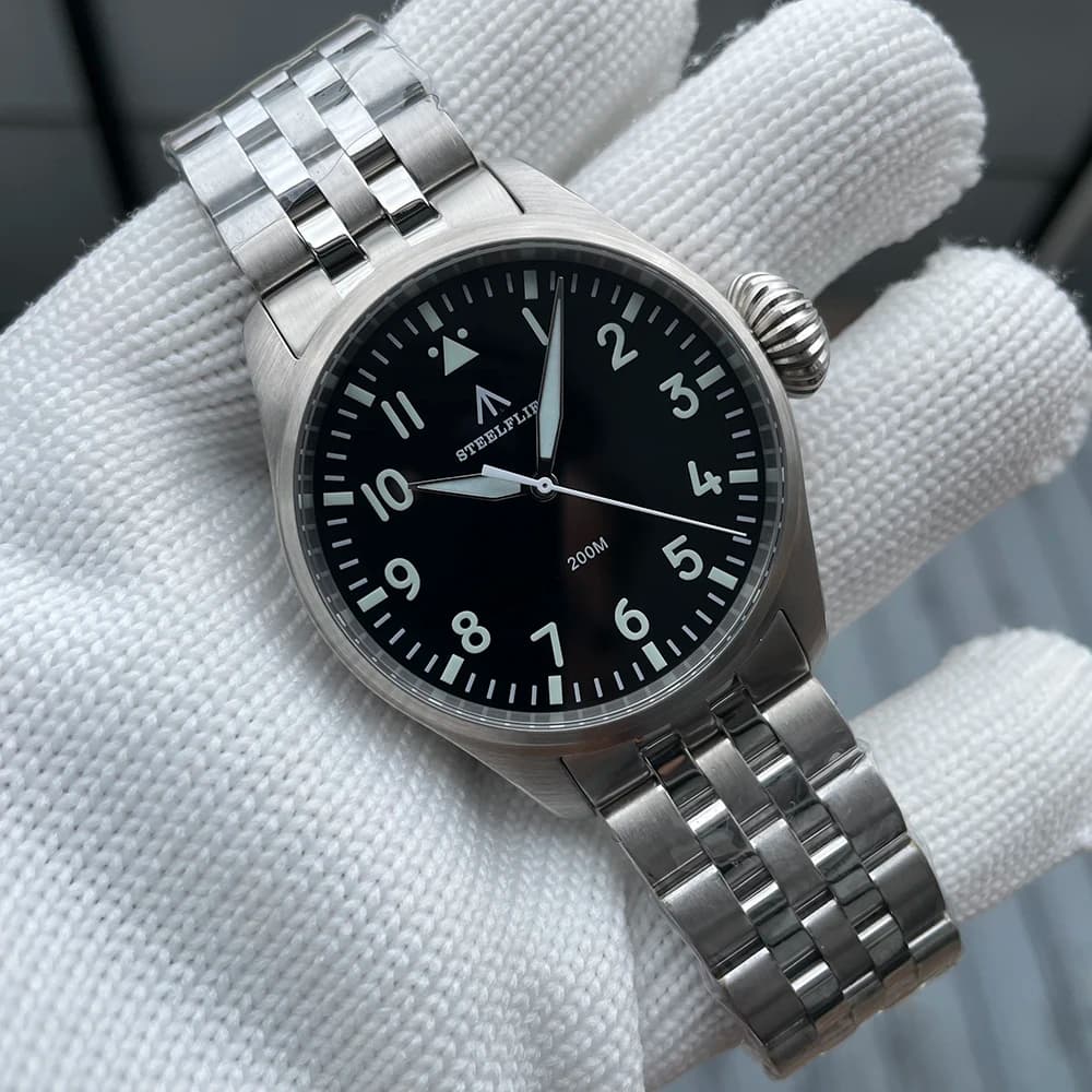 STEELFLIER official SF743 Quartz Pilot VH31 steel strap onion crown 20Bar luxury diving watch in waterproof sapphire crystal