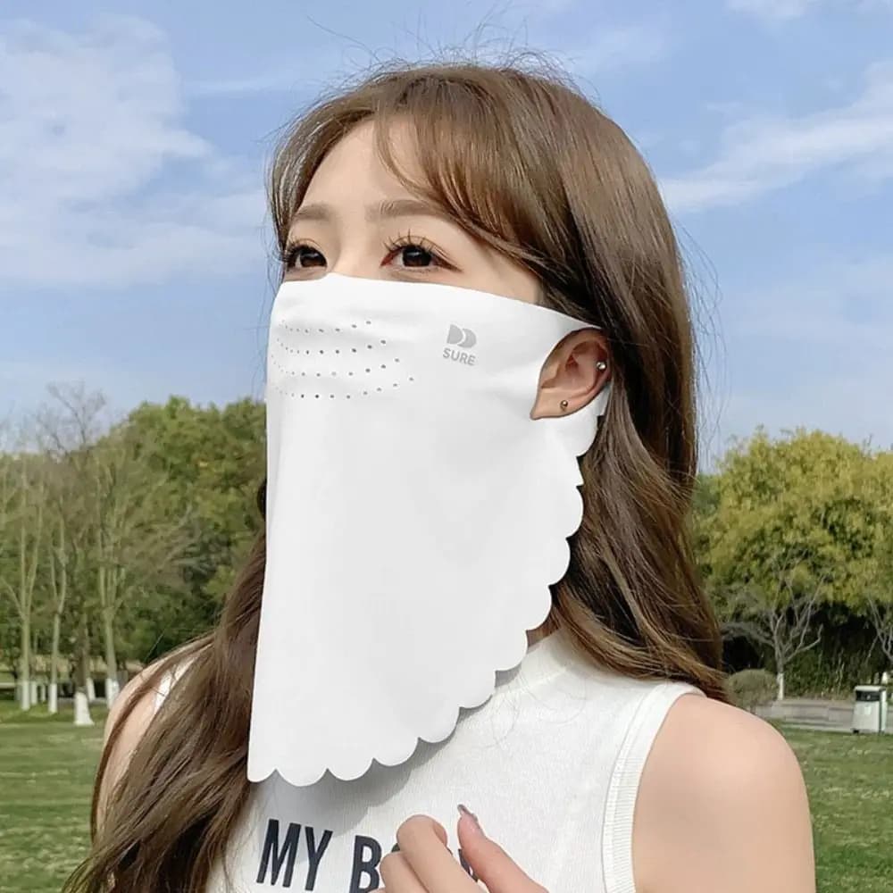 Maschera Solare Monocolore Estiva, Sciarpa Protettiva per il Viso, Bavaglino Anti-UV, Maschera in Seta Ghiaccio, Copriviso, Scudo Facciale, Copricollo per Pesca