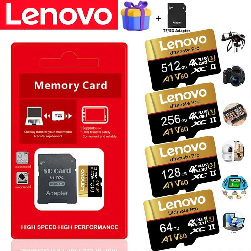 Lenovo A2 SD Cards Memory Card 512GB TF Cards Micro TF SD 256GB High 128GB Class 64GB Reliable for PC / Dashcam / Laptop