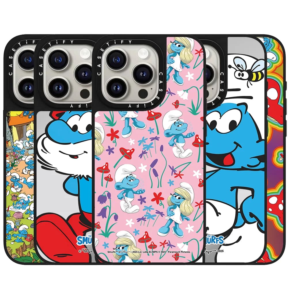 CASETiFY Co-brand The Smurfs Papa Smurf Serie Cartoon Custodia Magnetica per iPhone 17 16 15 14 13 Pro Max Air Plus Cover Protettiva
