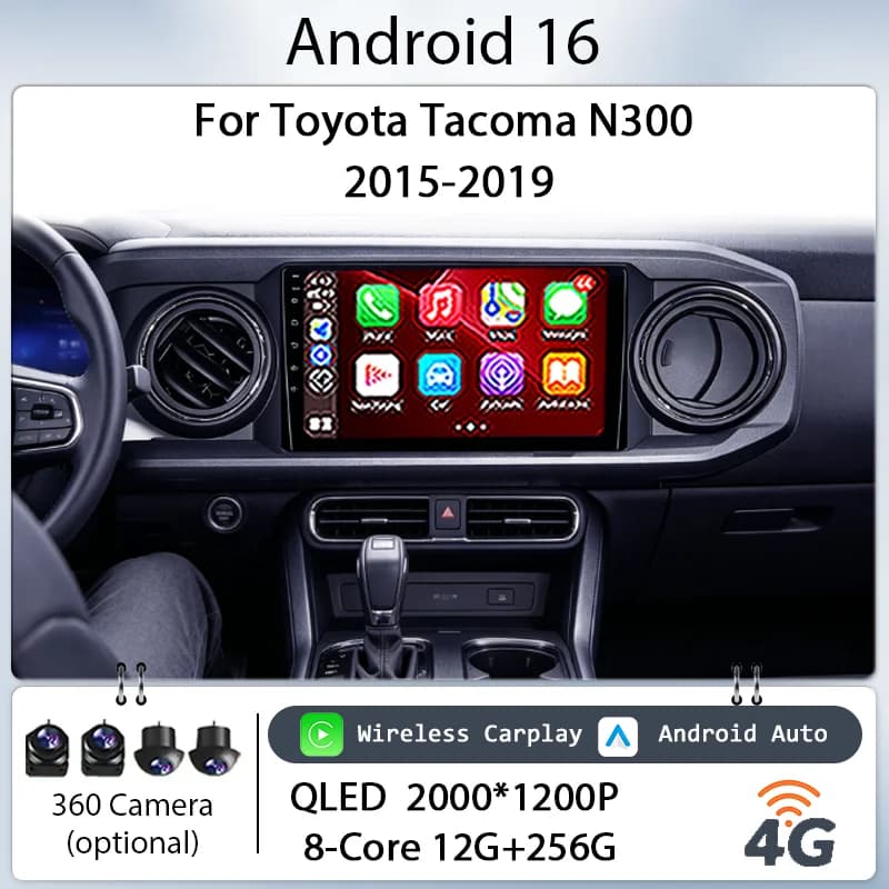 10" Android 16 Wireless CarPlay GPS BT WiFi DSP for Toyota Tacoma N300 2015-2019 Car Radio Multimedia Player IPS Touch Screen