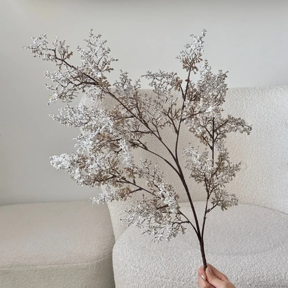 Wabi Sabi Artificial Soft Rime Faux Plants Decorative Floral Art Artificial Flower Bouquets Long Branches Simulation Tree Branch