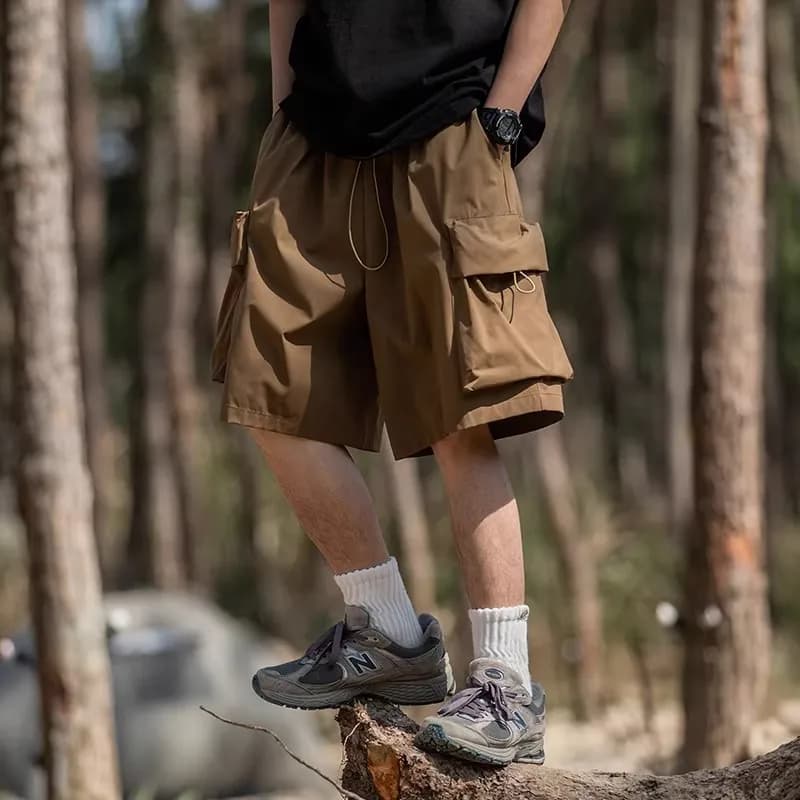 Summer Ice Silk Quick Dry Multi-Pocket Shorts Men Loose Large Size Breathable Sports Work Five-Part Pants Casual Straight Leg