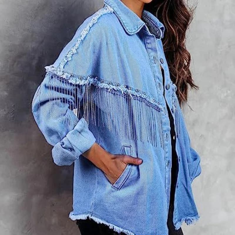 Denim Coat Women Spring Autumn Cotton Ropa Vintage Jeans Tassel Punk Gothic Bomber Jacket Windbreaker Y2k Jackets Korean