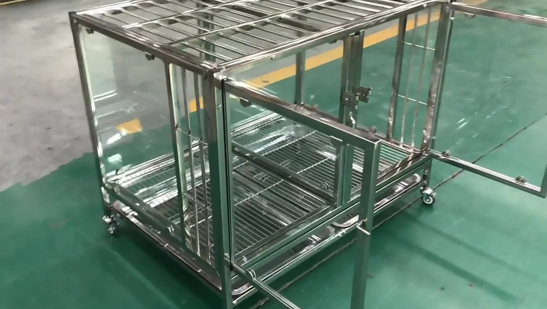 Glass Dog Display Cage Folding Pet Carrier for Sale Pet Stainless Steel Silver Carton Box Animal Galvanized Breathable
