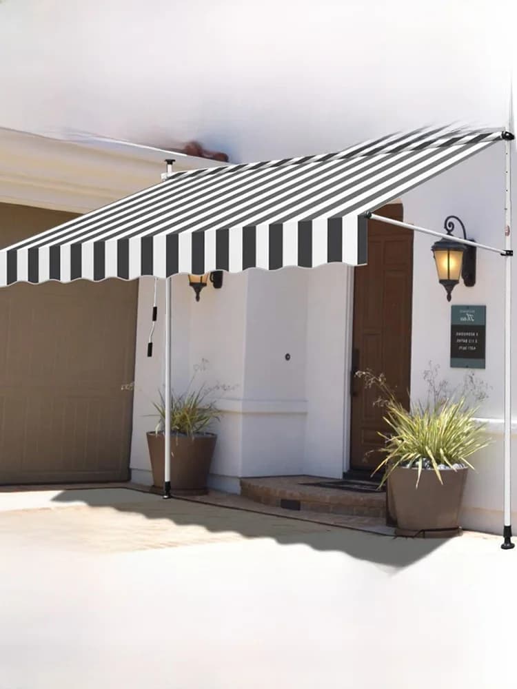 Manual Retractable Shop Door Face Sunshade Canopy No Drilling Required Roof Overhang Home Balcony Curtain Hand Cranked