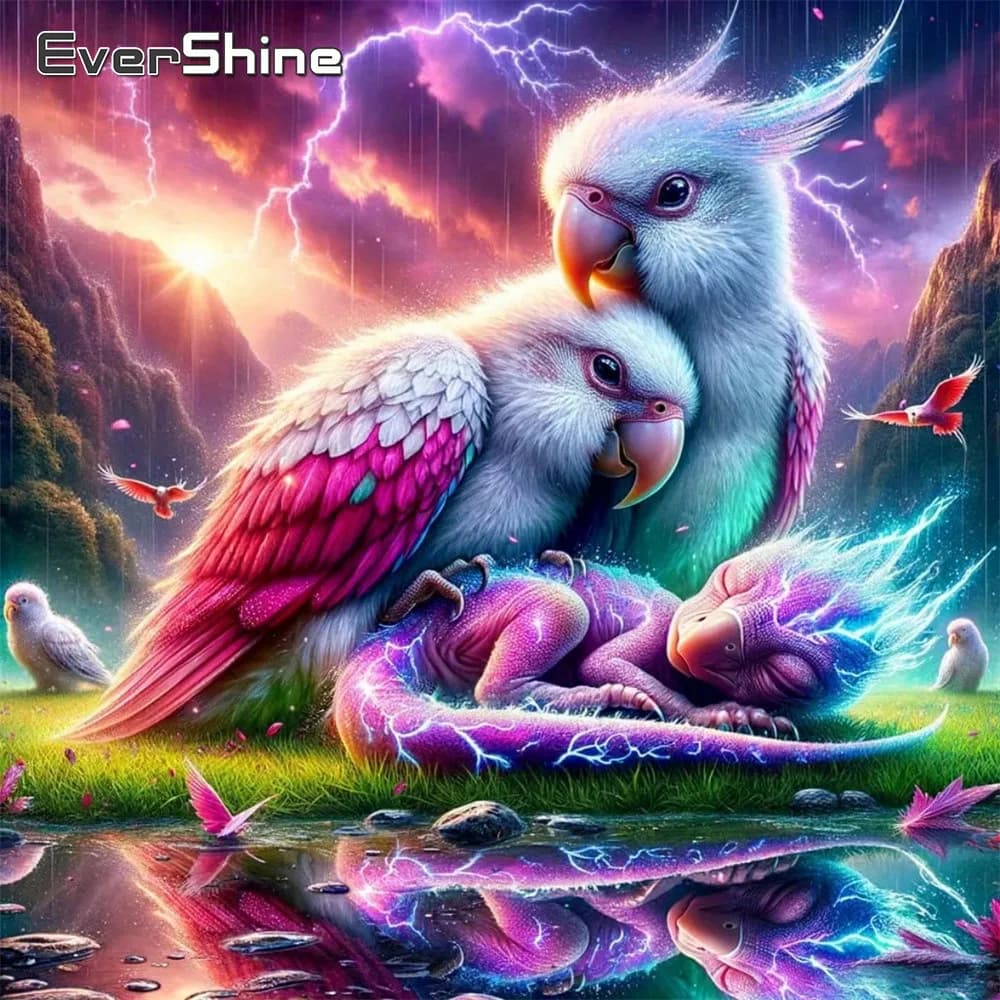 EverShine Diamond Painting: Quadro Ricamato con Strass a Tema Uccello, Mosaico Completo Fai da Te, Drago, per Arredamento Casa e Soggiorno, Arte e Artigianato
