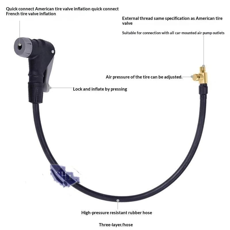 Morsetto per gonfiaggio pneumatici auto, adattatore per tubo di prolunga pompa aria 2 in 1, strumento per riparazione pneumatici veicoli, connettore per tubo di sgonfiaggio, accessori