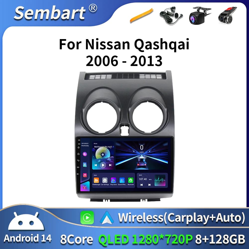 Per Nissan Qashqai J10 2006 2007 2008-2013 radio Android AI Voce Wireless CarPlay Android Auto Radio 4G Auto Multimediale GPS 2din