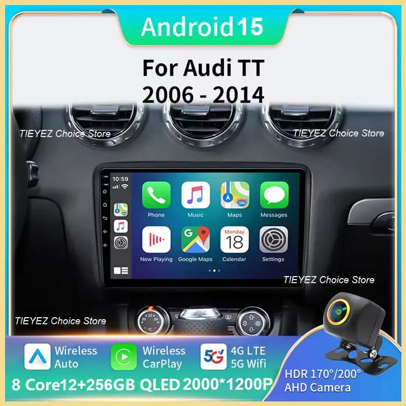 Per Audi TT MK2 8J 2006-2014 Android 15 Autoradio CarPlay Auto Automotive Multimedia GPS Navi DSP IPS Smart Car Systems