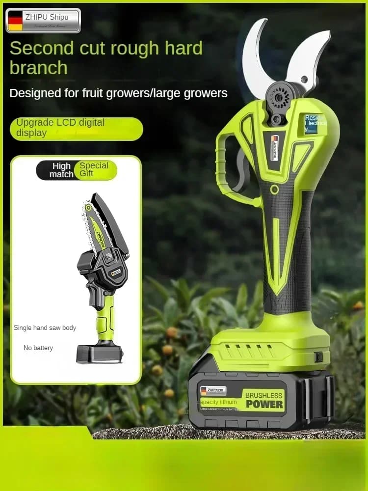 Battery-powered electric shears with lithium battery to cut fruit trees and iron sheets