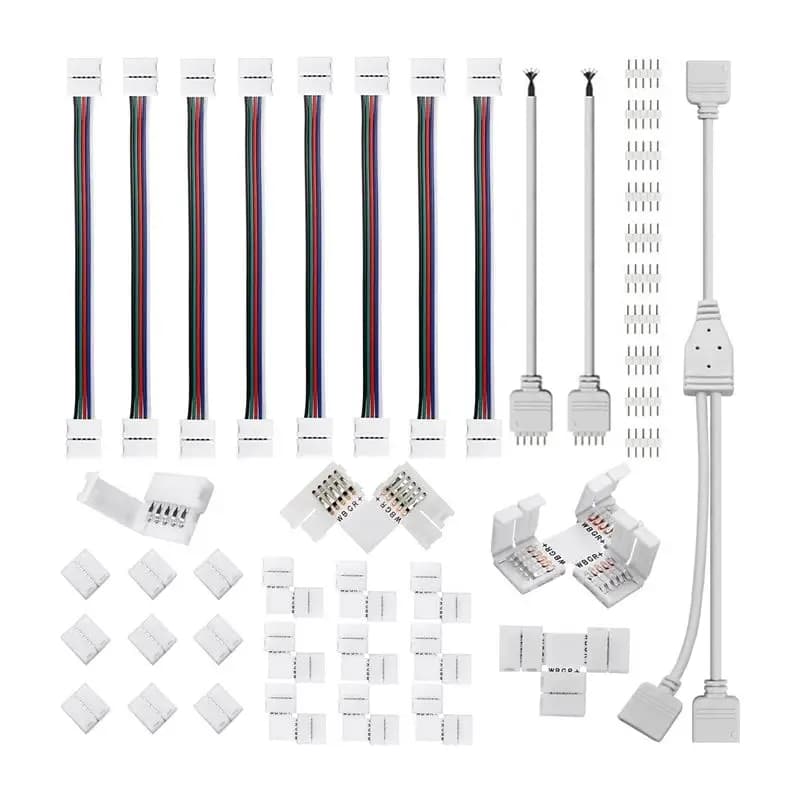 Hot Trend-5 Pin Kit connettore striscia LED in plastica bianca adatta per la connessione striscia LED RGBW da 12 mm include LED RGBW a 5 pin a forma di T Conn