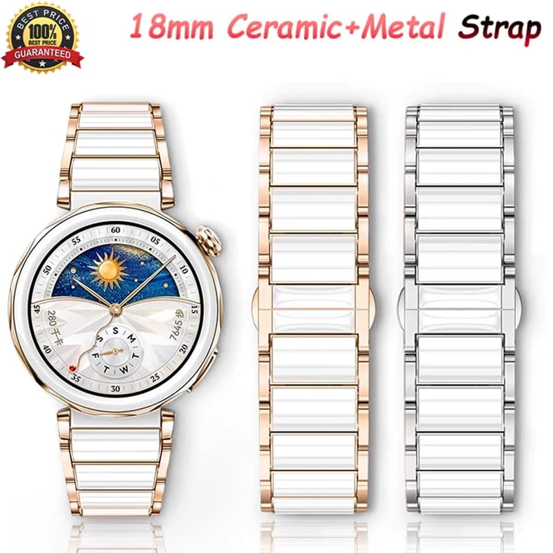 Cinturino per orologio in ceramica per Huawei Watch GT5 Pro 42mm/GT5/GT4 41mm cinturino in metallo Correa per orologio da 18mm cinturino sostituibile