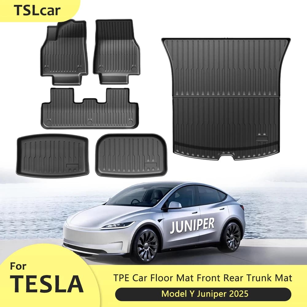 For New Tesla Model Y Juniper Launch 2025 TPE Raincoats Waterproof Zerbino Front Backpack Car Mats