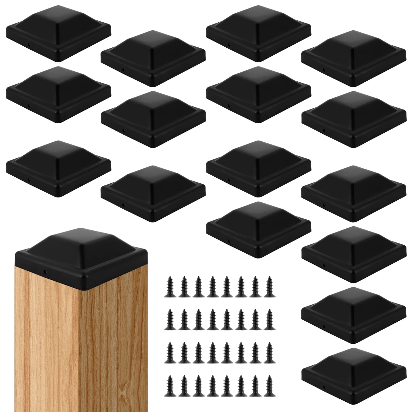 16 pcs PP Fence Clamp Caps for Decorative Runner Caps for Black Waterproof Fence Cover for Outdoor Poles to Protect Garden Fence