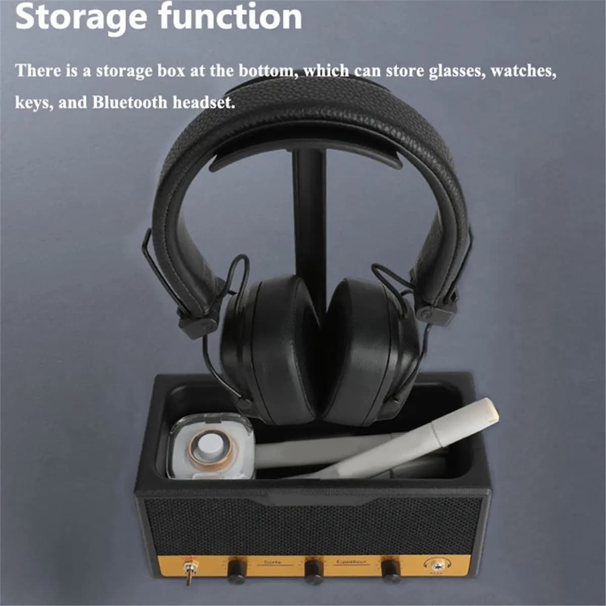 AAAE Multifunctional Headphone Stand with Storage, Wide Curved Gaming Headset Holder for Desk,Stable Headphone Display